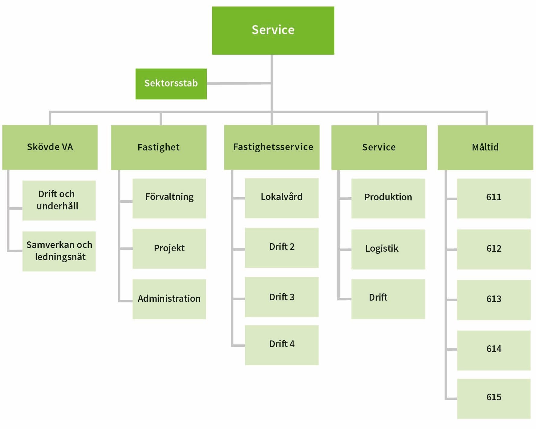 Organisationsschema över sektor service