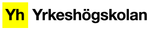 Yrkeshögskolans logotyp med en gul rektangel och ordet Yrkeshögskolan