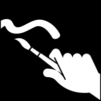 svartvit symbolbild föreställande en hand som håller en målarpensel