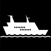svartvit bildstödssymbol färja