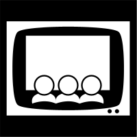 Svartvit bildstödssymbol för film på tv